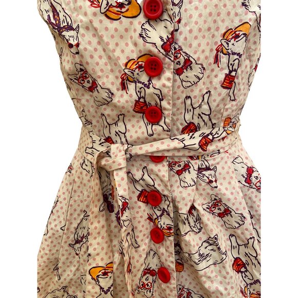 Modcloth Corgi dog dress, cotton sleeveless, fit & flare, lined. S Adorable! - Picture 2 of 7